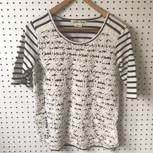 Anthropologie Lilis Closet Stripe Lace Top